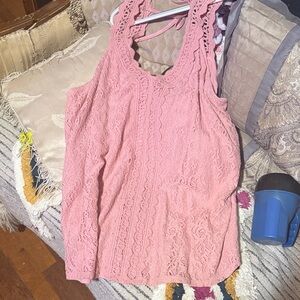 Pink Lace Sleeveless Women's Top